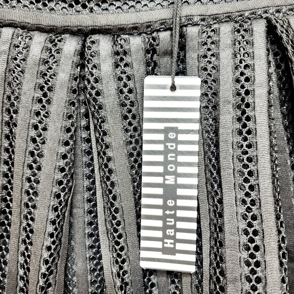 Black Mesh Striped A-Line Skirt By Haute Monde Size L Womens Elegant Mid-Length - Picture 7 of 12